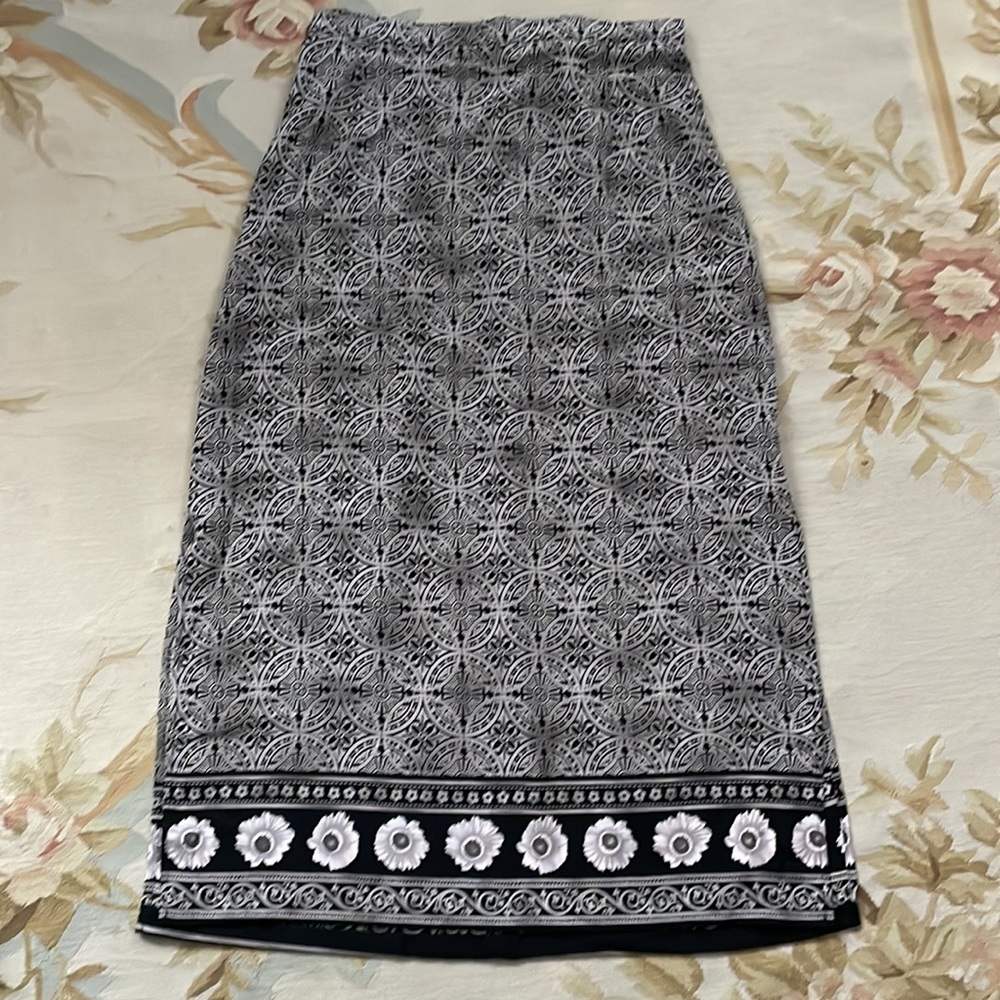 Black and Bronze medallion handkerchief print skirt